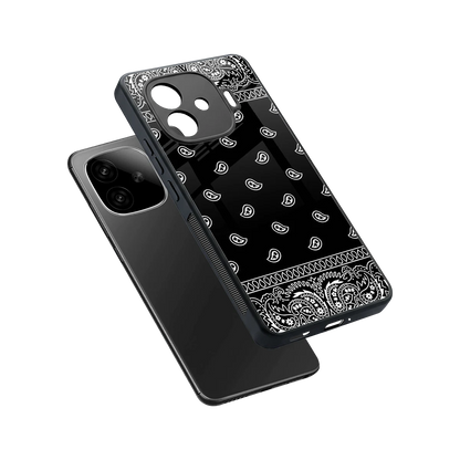 Paisley Black sleek iqoo neo 10r 5g cover with tempered glass back and TPU edges