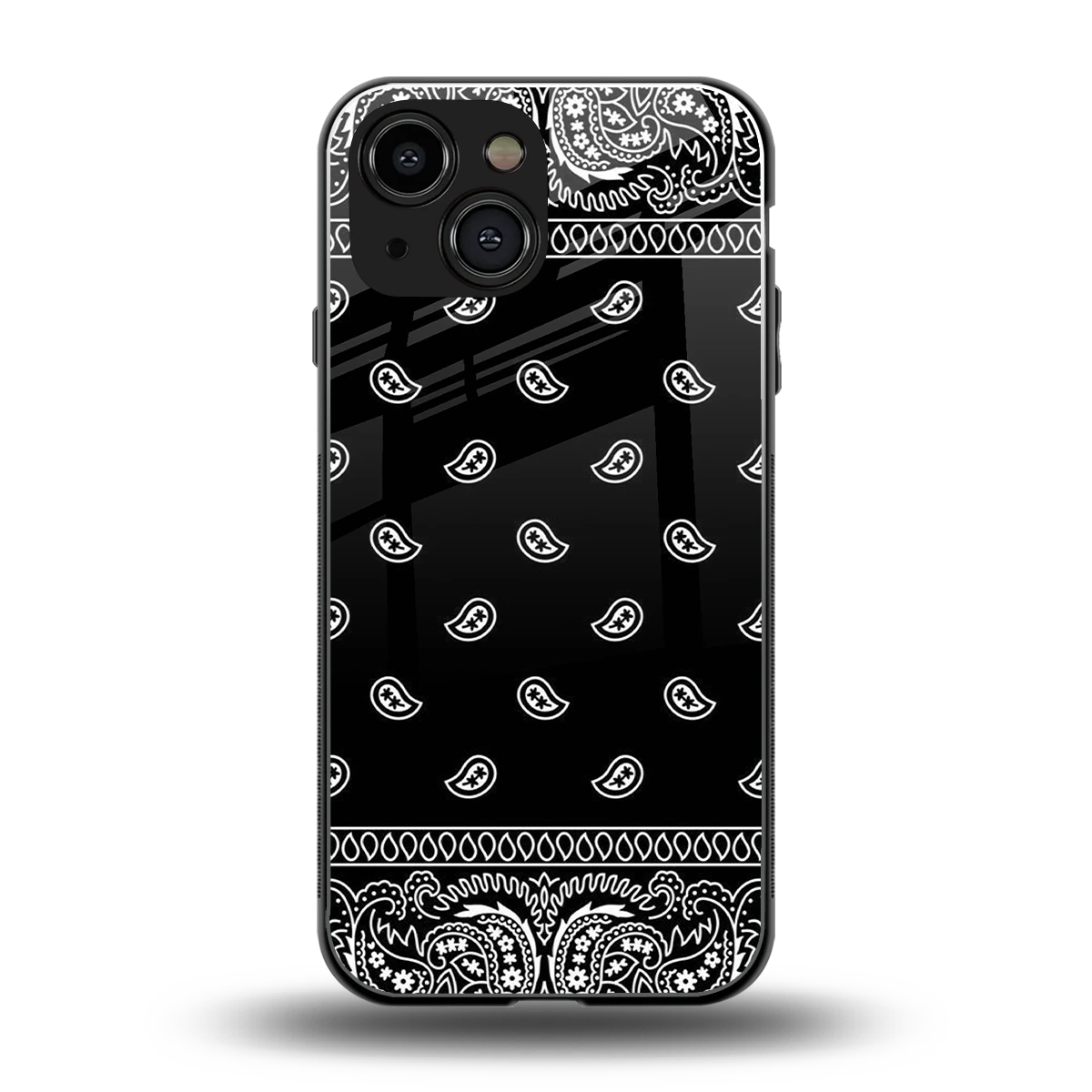 Paisley Black back phone cover | glass case for iphone 13 mini