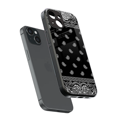 Paisley Black sleek iphone 12 mini cover with tempered glass back and TPU edges