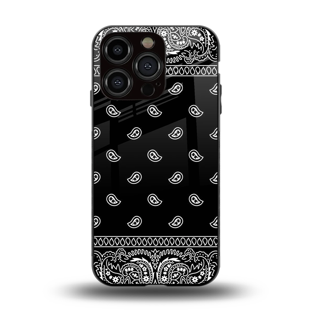Paisley Black back phone cover | glass case for iphone 13 pro
