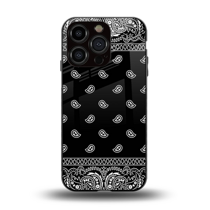 Paisley Black back phone cover | glass case for iphone 13 pro