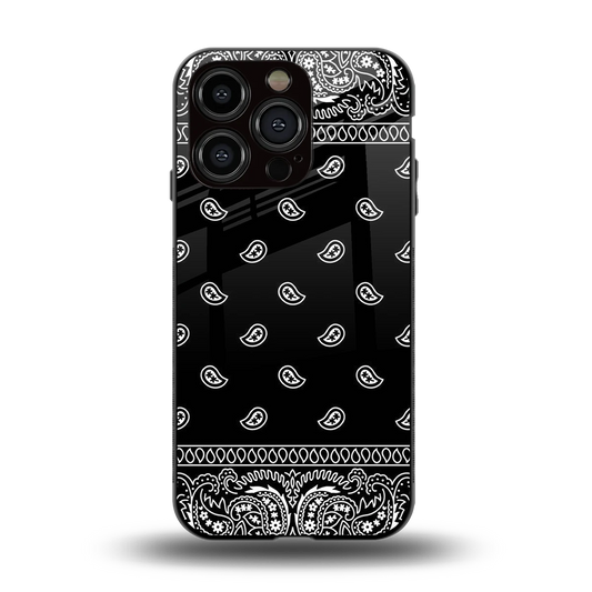 Paisley Black back phone cover | glass case for iphone 12 pro