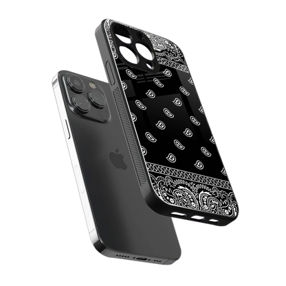 Paisley Black sleek iphone 13 pro cover with tempered glass back and TPU edges