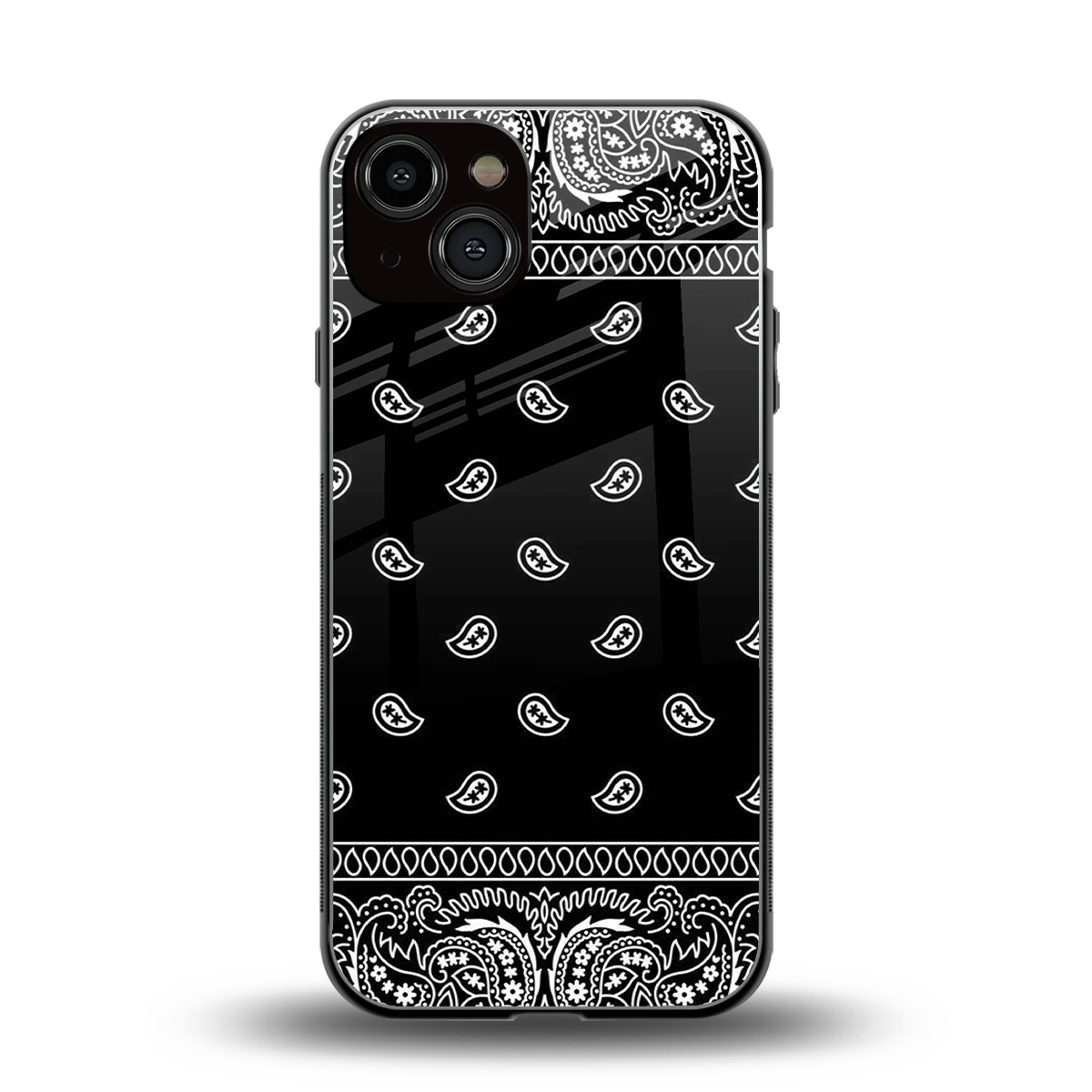 Paisley Black back phone cover | glass case for iphone 14