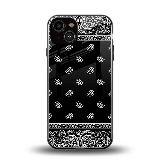 Paisley Black back phone cover | glass case for iphone 14