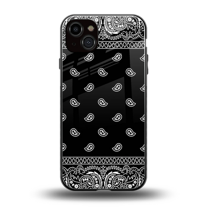 Paisley Black back phone cover | glass case for iphone 15 plus