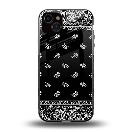Paisley Black back phone cover | glass case for iphone 15 plus