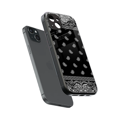 Paisley Black sleek iphone 15 plus cover with tempered glass back and TPU edges