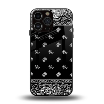 Paisley Black back phone cover | glass case for iphone 15 pro max