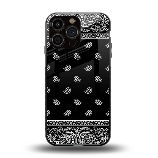 Paisley Black back phone cover | glass case for iphone 15 pro max