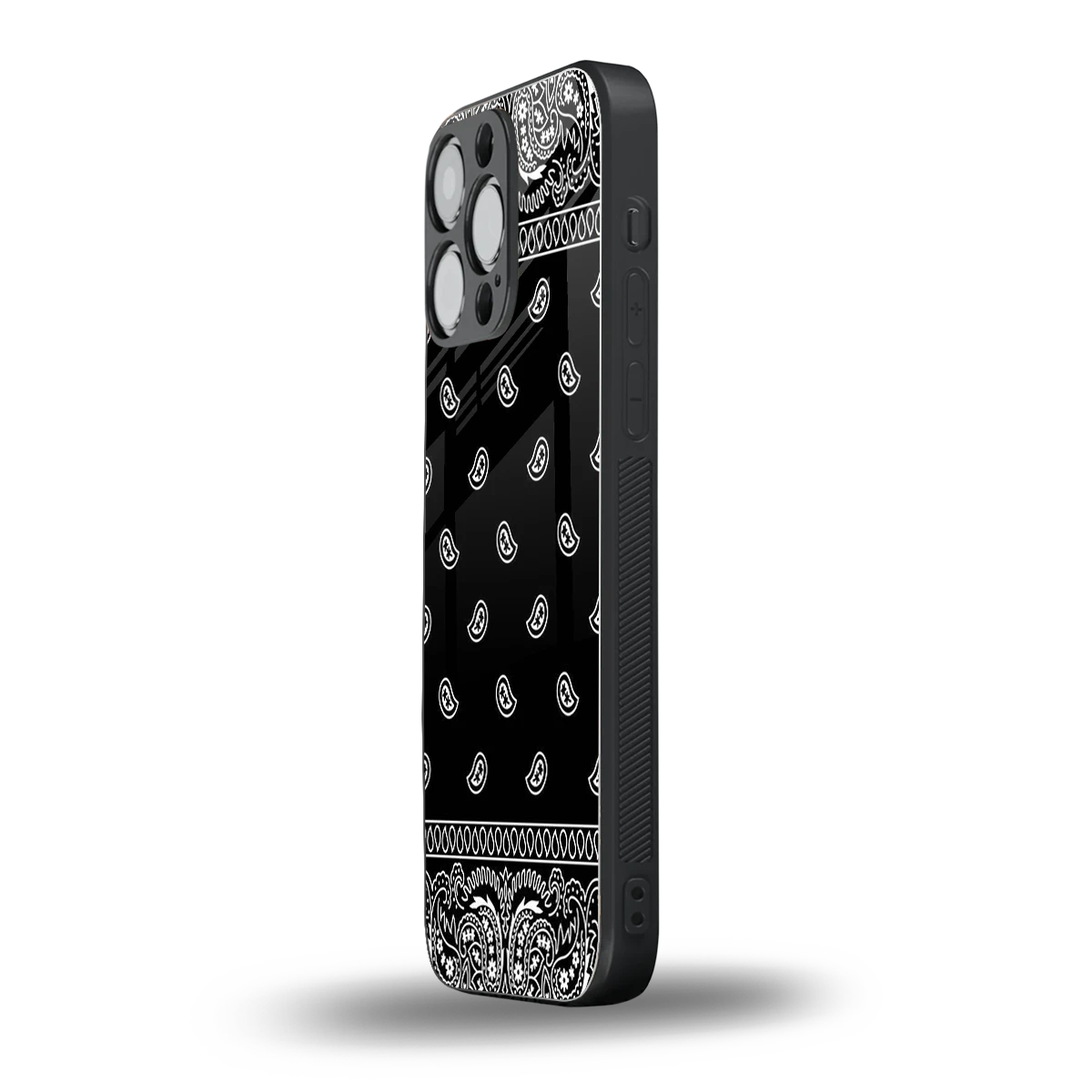 Paisley Black iphone 15 pro max mobile cover | shockproof glass phone case
