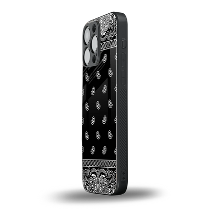 Paisley Black iphone 15 pro max mobile cover | shockproof glass phone case