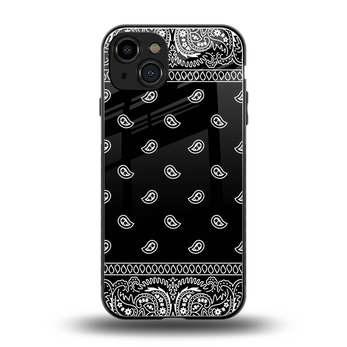Paisley Black back phone cover | glass case for iphone 15