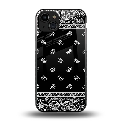 Paisley Black back phone cover | glass case for iphone 15