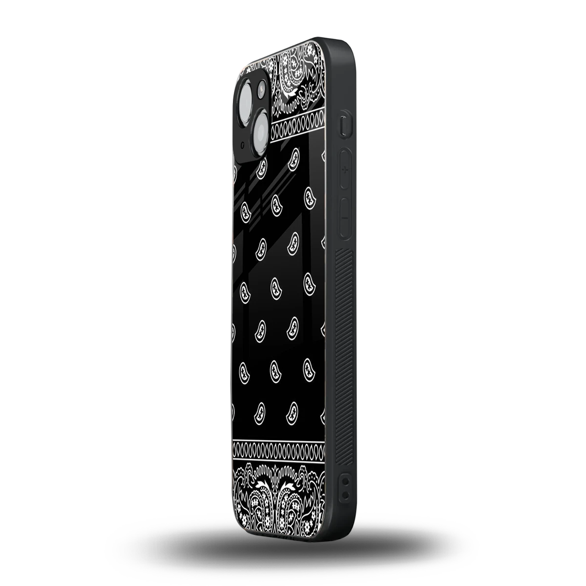 Paisley Black iphone 15 mobile cover | shockproof glass phone case