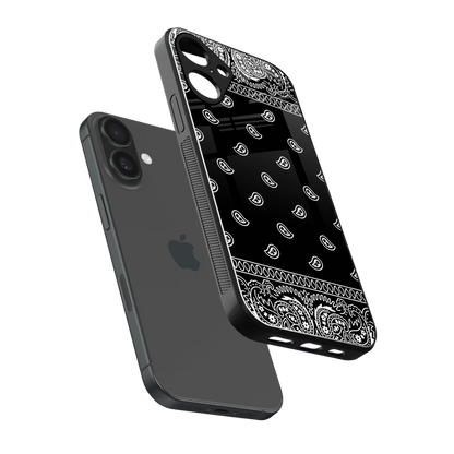 Paisley Black sleek iphone 16 plus cover with tempered glass back and TPU edges