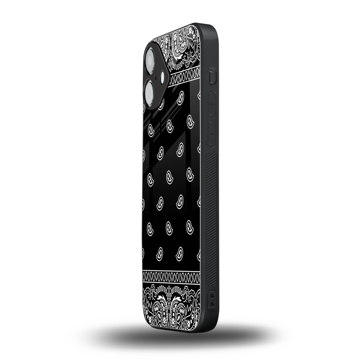 Paisley Black iphone 16 plus mobile cover | shockproof glass phone case