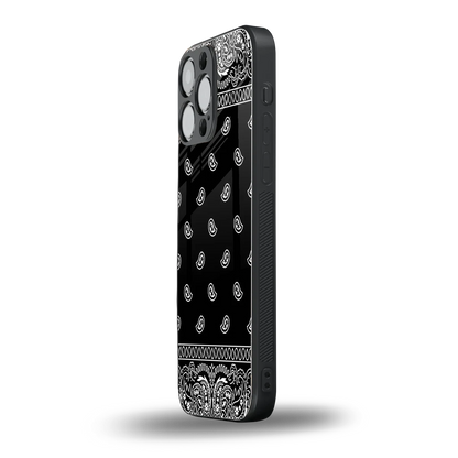 Paisley Black iphone 16 pro max mobile cover | shockproof glass phone case
