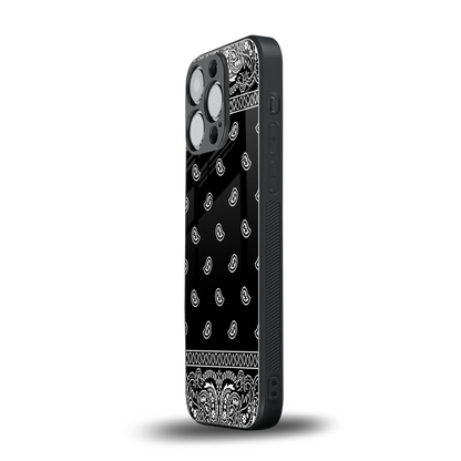 Paisley Black iphone 16 pro mobile cover | shockproof glass phone case