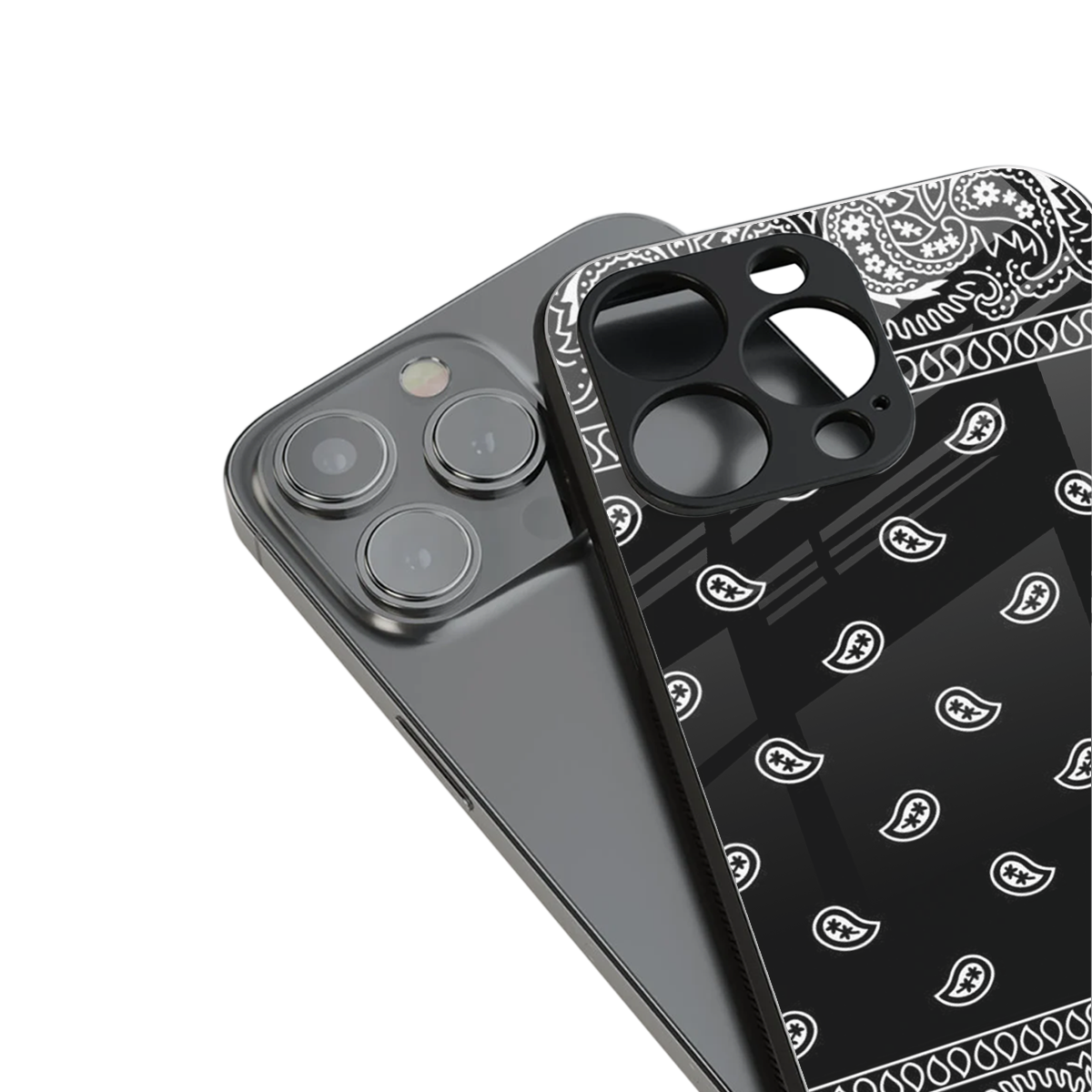 Paisley Black Phone Case for Iphone 16 | Glass Case