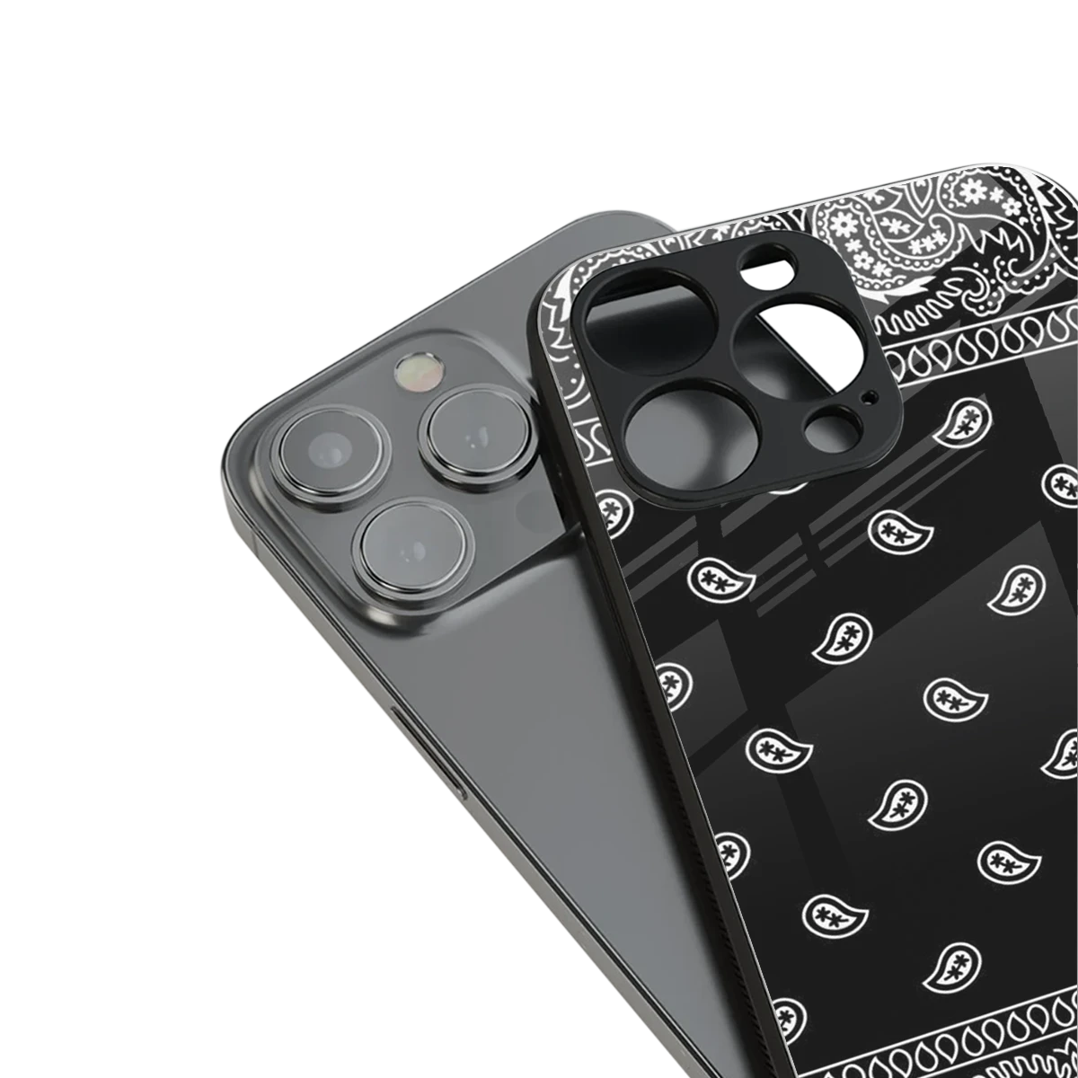 Paisley Black stylish phone case for iphone 13 pro | glossy glass and slim fit
