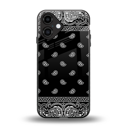 Paisley Black Phone Case for Iphone 16 | Glass Case