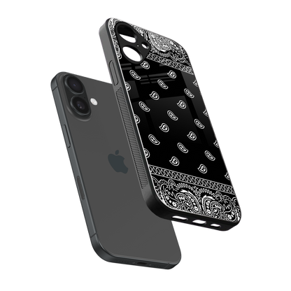 Paisley Black Phone Case for Iphone 16 | Glass Case