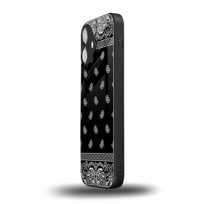 Paisley Black Phone Case for Iphone 16 | Glass Case