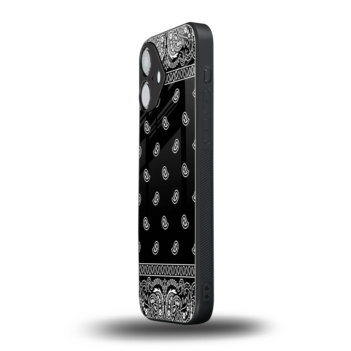 Paisley Black iPhone 16 mobile cover | shockproof glass phone case