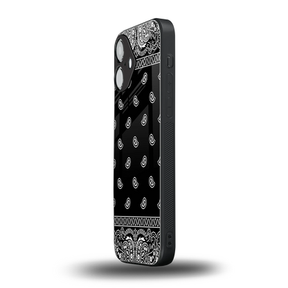 Paisley Black iPhone 16 mobile cover | shockproof glass phone case