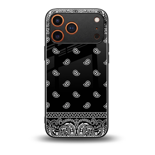 Paisley Black back phone cover | glass case for iphone 17 pro max