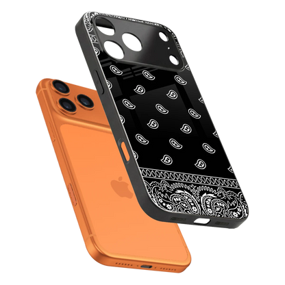 Paisley Black sleek iphone 17 pro cover with tempered glass back and TPU edges