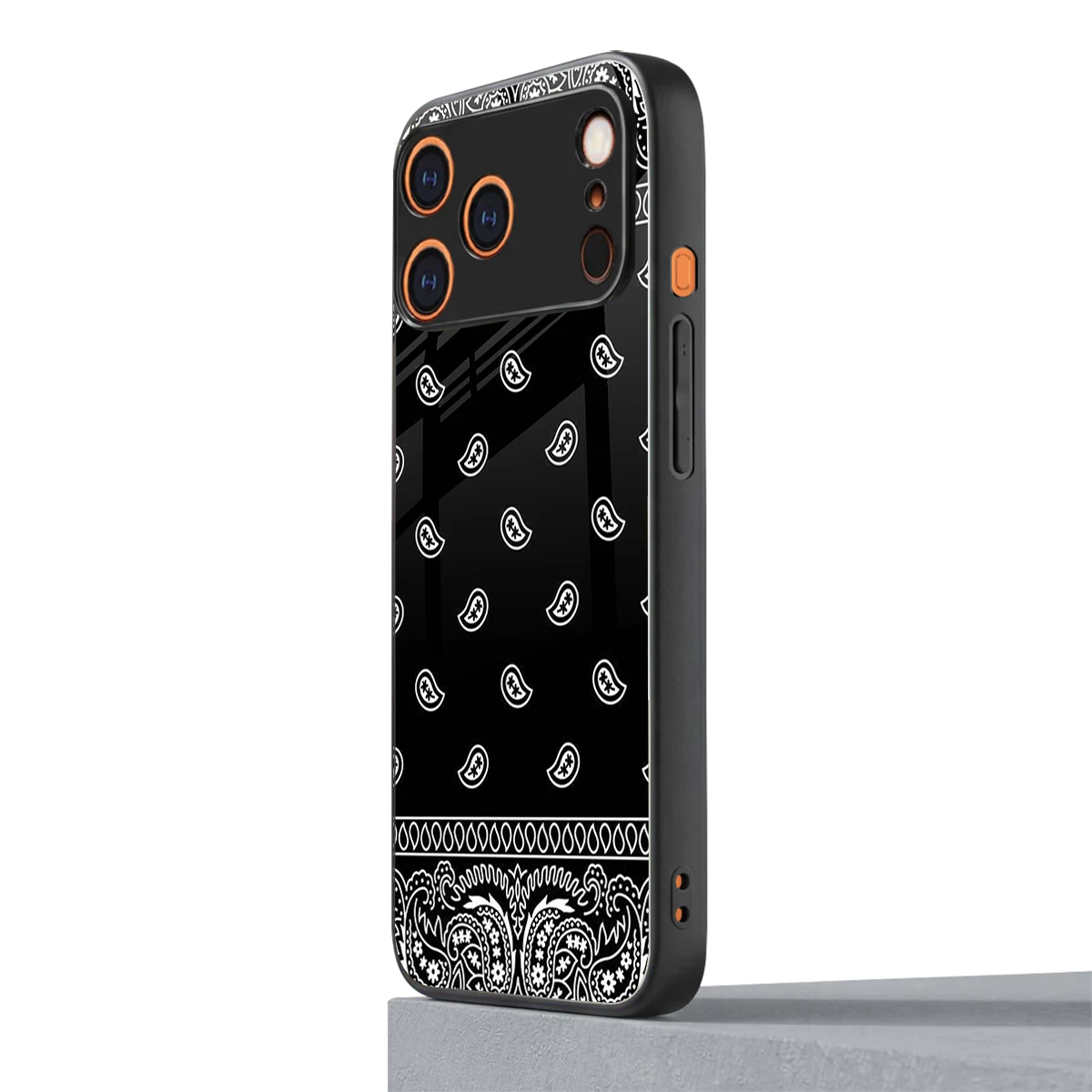 Paisley Black iphone 17 pro mobile cover | shockproof glass phone case