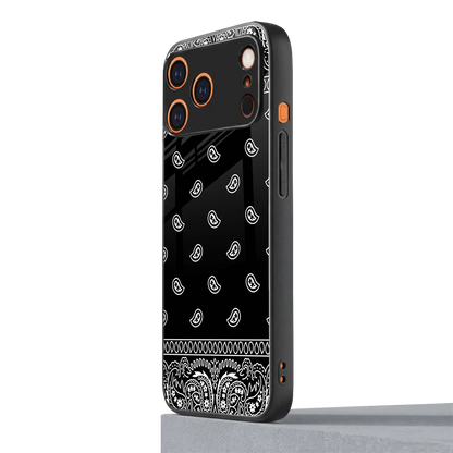 Paisley Black iphone 17 pro mobile cover | shockproof glass phone case