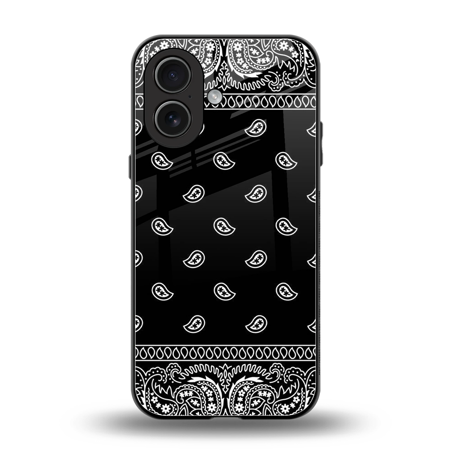 Paisley Black back phone cover | glass case for iphone 17