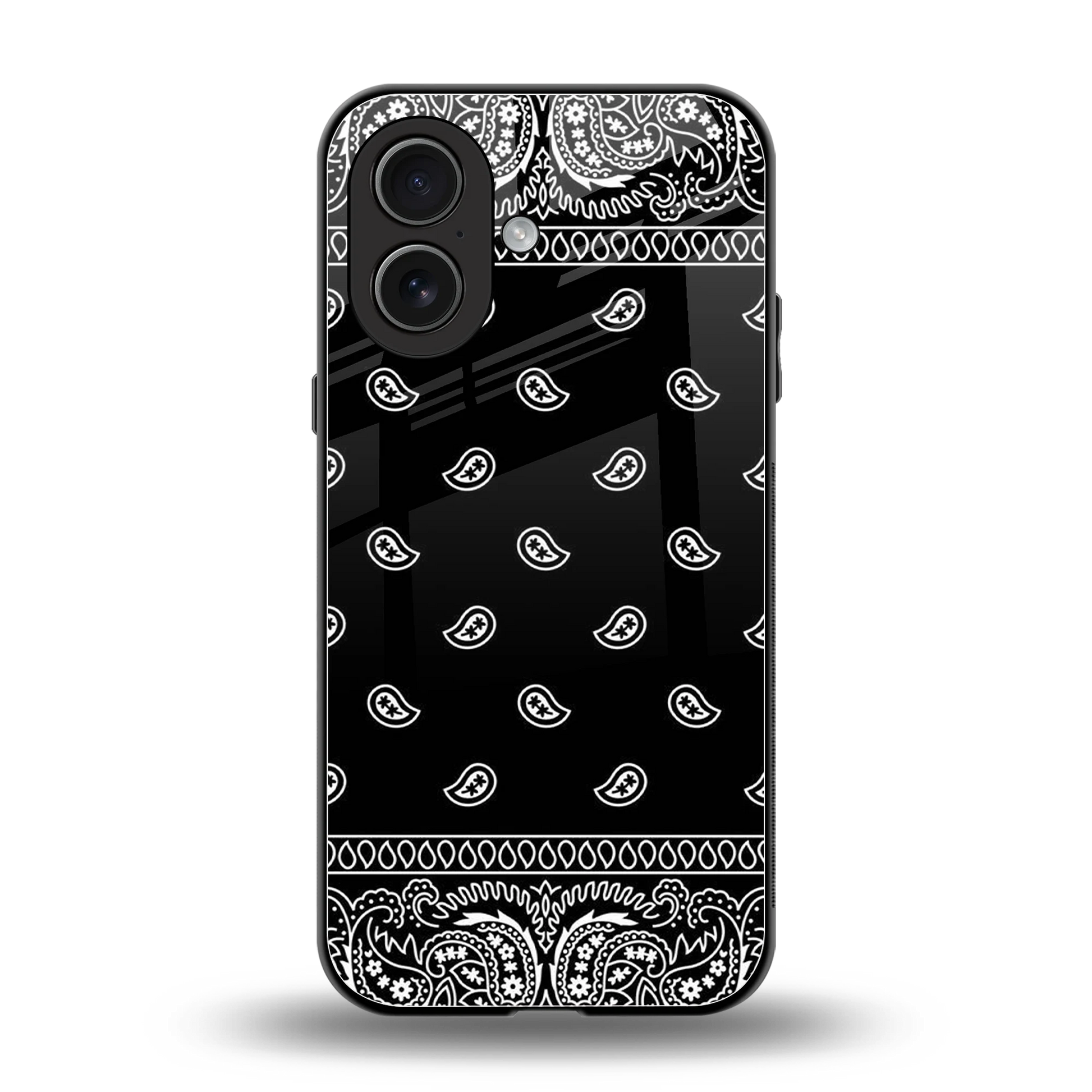 Paisley Black back phone cover | glass case for iphone 17