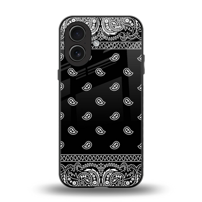 Paisley Black back phone cover | glass case for iphone 17