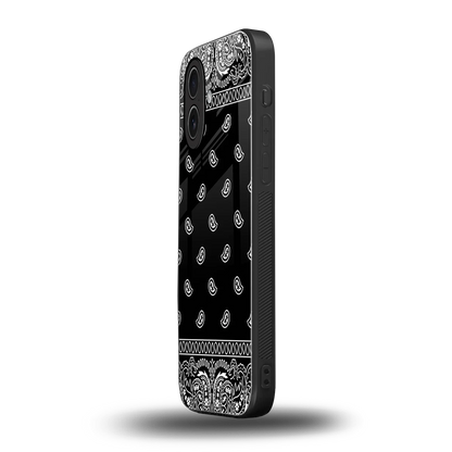 Paisley Black iphone 17 mobile cover | shockproof glass phone case