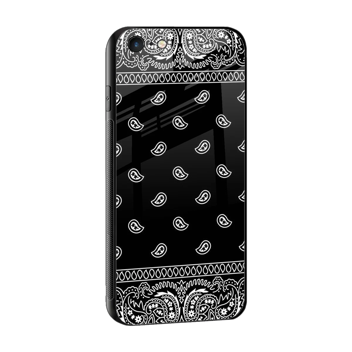 Paisley Black sleek iphone 6 cover with tempered glass back and TPU edges