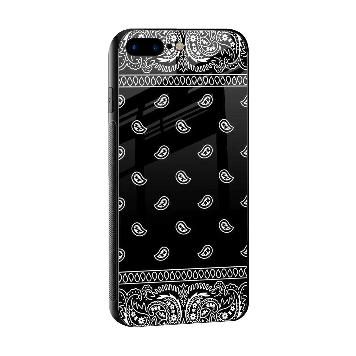 Paisley Black sleek iphone 8 plus cover with tempered glass back and TPU edges