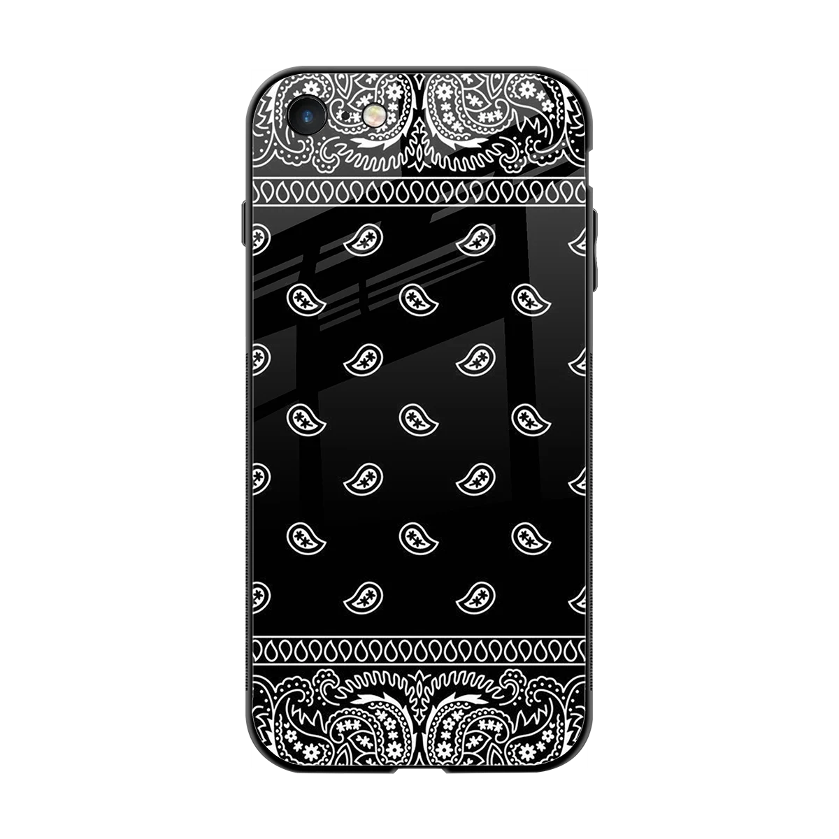 Paisley Black back phone cover | glass case for iphone 7