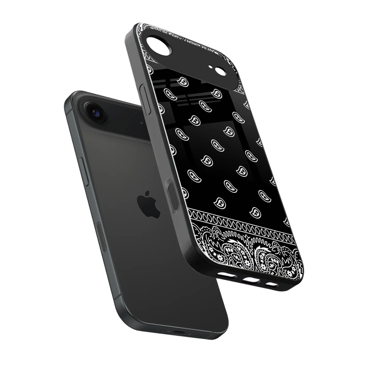 Paisley Black sleek iphone air cover with tempered glass back and TPU edges