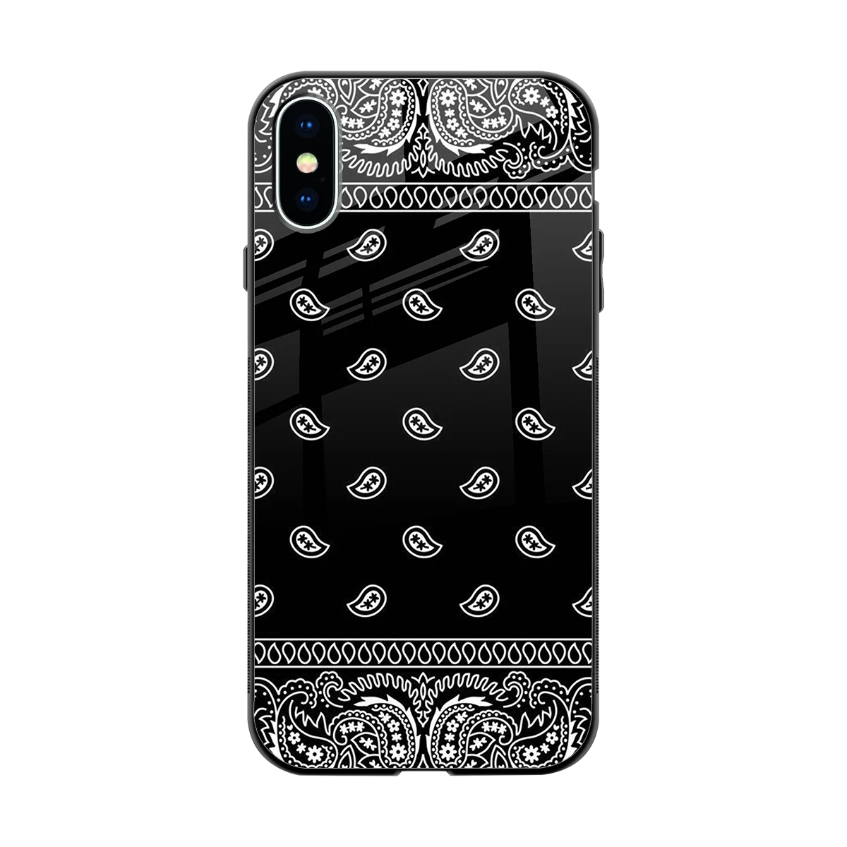 Paisley Black back phone cover | glass case for iphone x