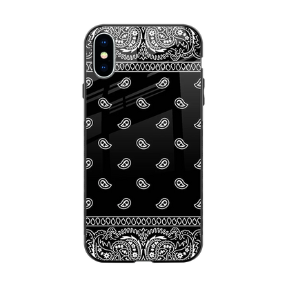 Paisley Black back phone cover | glass case for iphone x
