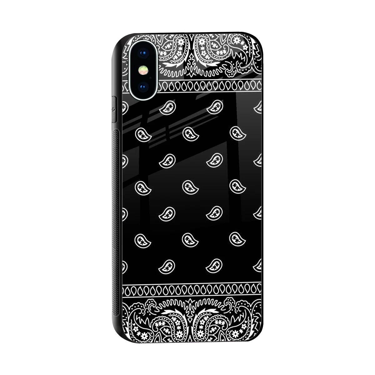 Paisley Black sleek iphone x cover with tempered glass back and TPU edges