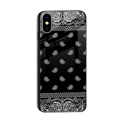 Paisley Black sleek iphone x cover with tempered glass back and TPU edges