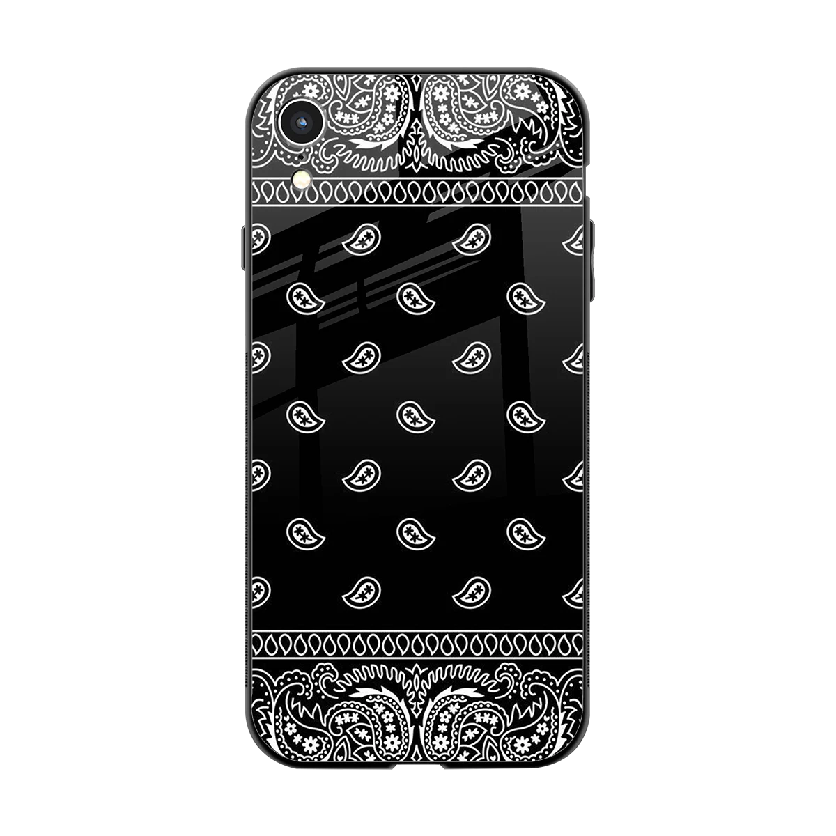Paisley Black back phone cover | glass case for iphone xr