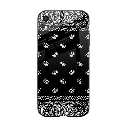 Paisley Black back phone cover | glass case for iphone xr
