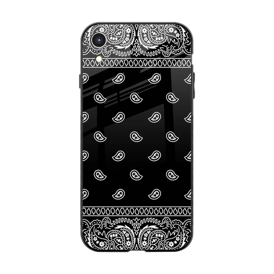 Paisley Black back phone cover | glass case for iphone xr