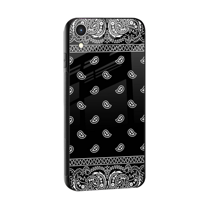 Paisley Black sleek iphone xr cover with tempered glass back and TPU edges